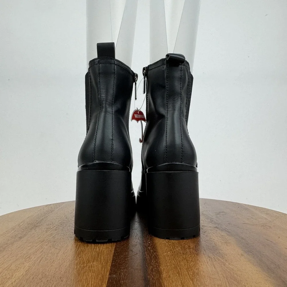 New Womens Blondo Raquel Waterproof Black Leather Chelsea Boots Size 6.5‎ M NWOB